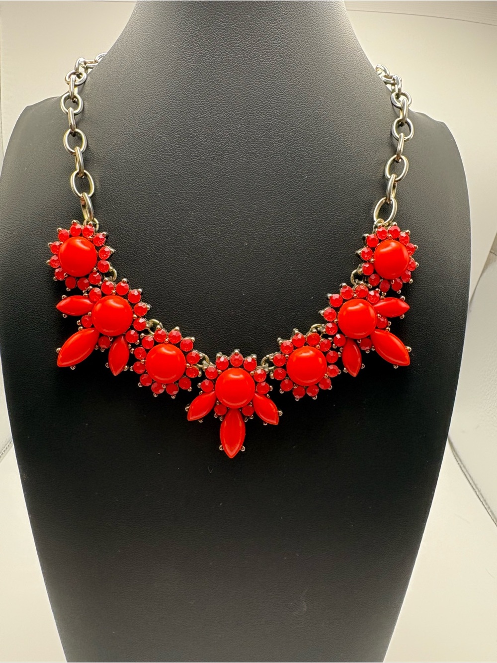 J. Crew Red Statement Bib Necklace